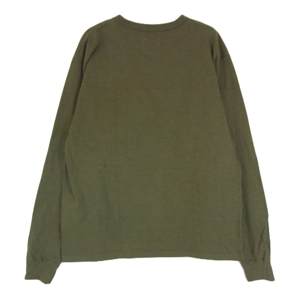 モルテマニ ポケット付き ロングスリーブ Tシャツ グリーン カーキ系 L【中古】