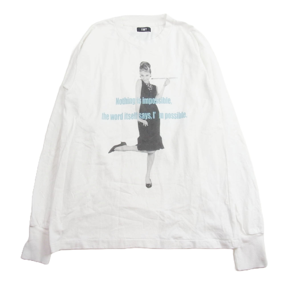 TMT ティーエムティー TCS-F2407 DRY COTTON JERSEY PHOTE LS TEE Audrey ドライ コットン ロングスリーブ Tシャツ ホワイト系 L【中古】