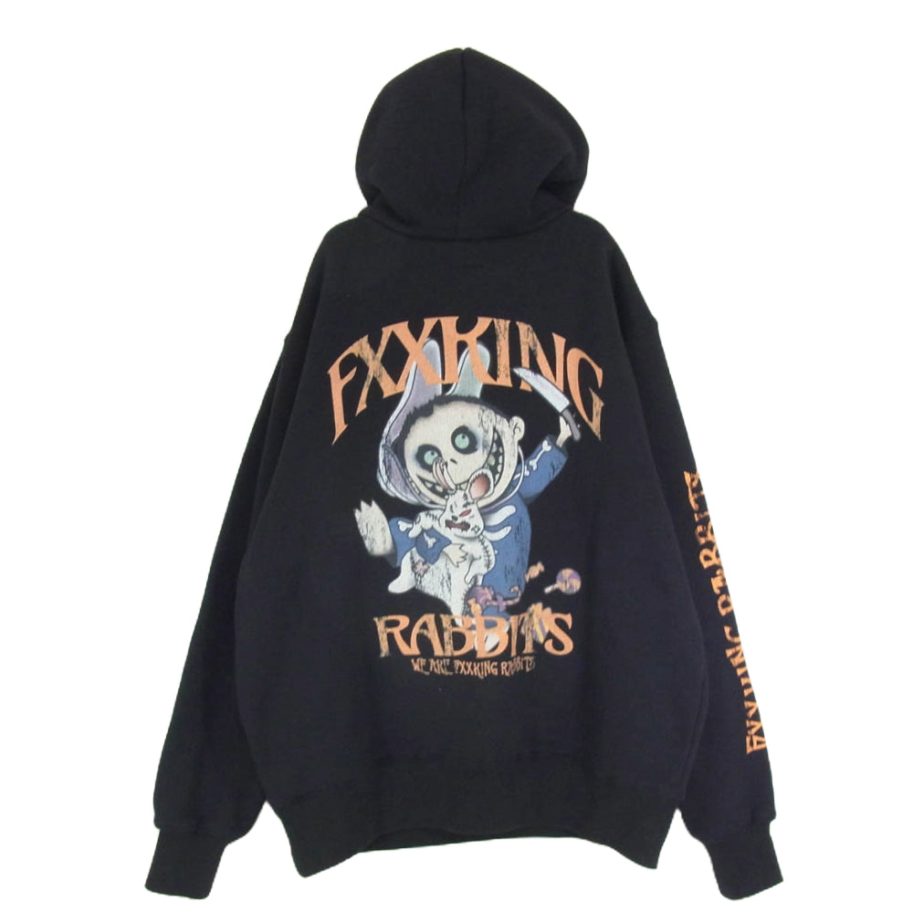 #FR2 エフアールツー FXXKING RABBITS バック プリント ロゴ プルオーバ― スウェット パーカー ブラック系 L【中古】