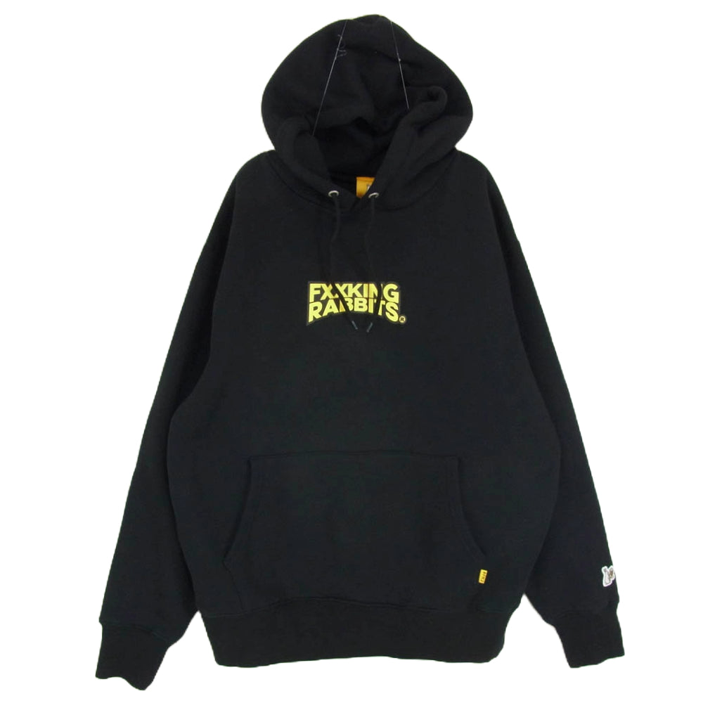 #FR2 エフアールツー FXXKING RABBITS バック プリント ロゴ プルオーバ― スウェット パーカー ブラック系 L【中古】