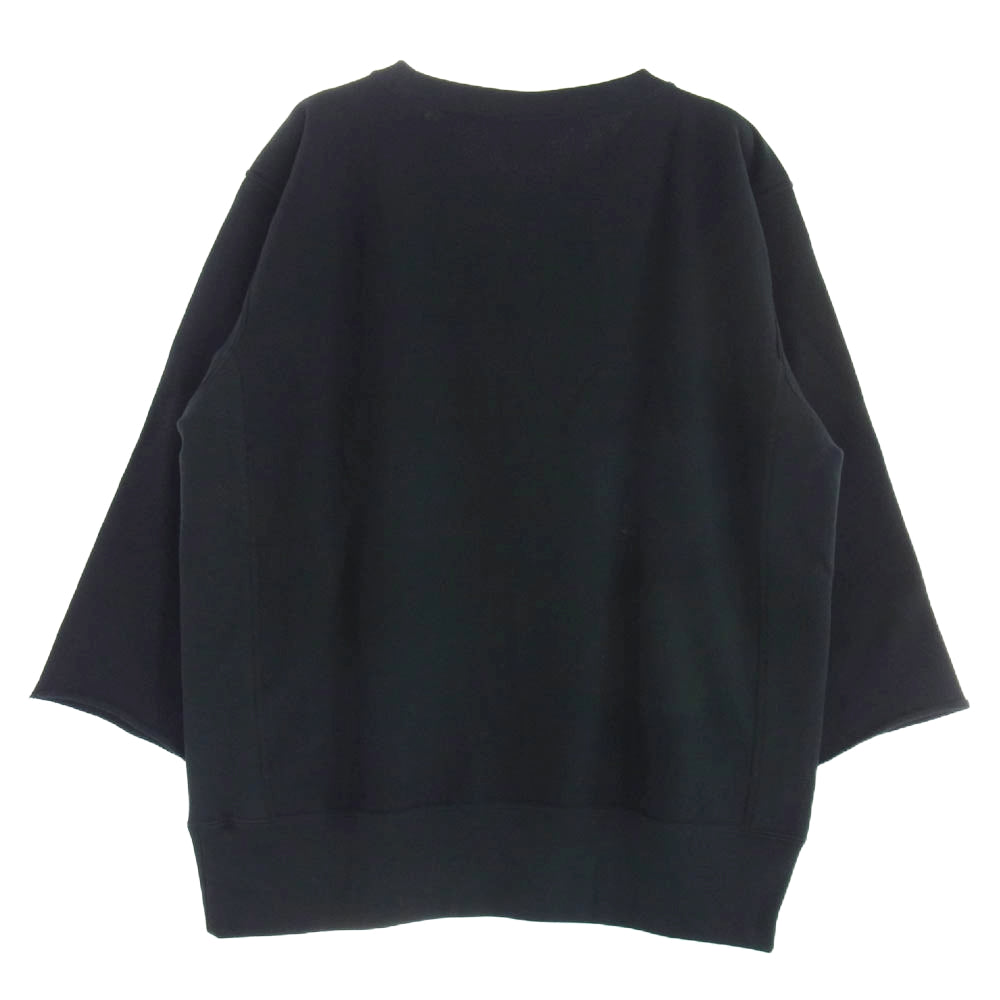 UNDERCOVER アンダーカバー UC1E4810-1 × Champion  チャンピオン REVERSE WEAVE リバースウィーブ 七分袖 カットオフ プルオーバー スウェット ブラック系 S【新古品】【未使用】【中古】