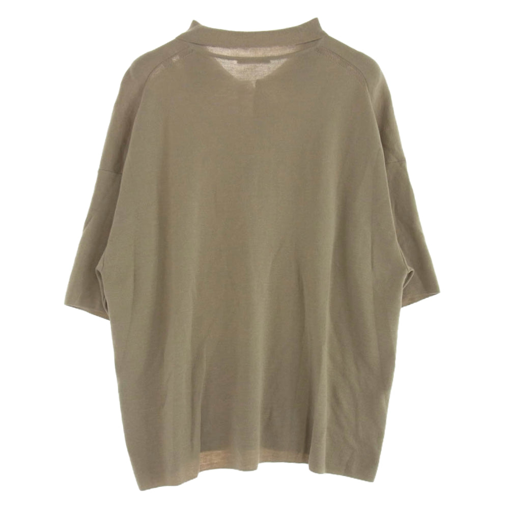AURALEE オーラリー 19SS A9SP01WW Washable Wool Rib Knit Big Polo ウォッシャブル ウール リブニット ビッグ ポロ シャツ 半袖 ベージュ系 3【中古】
