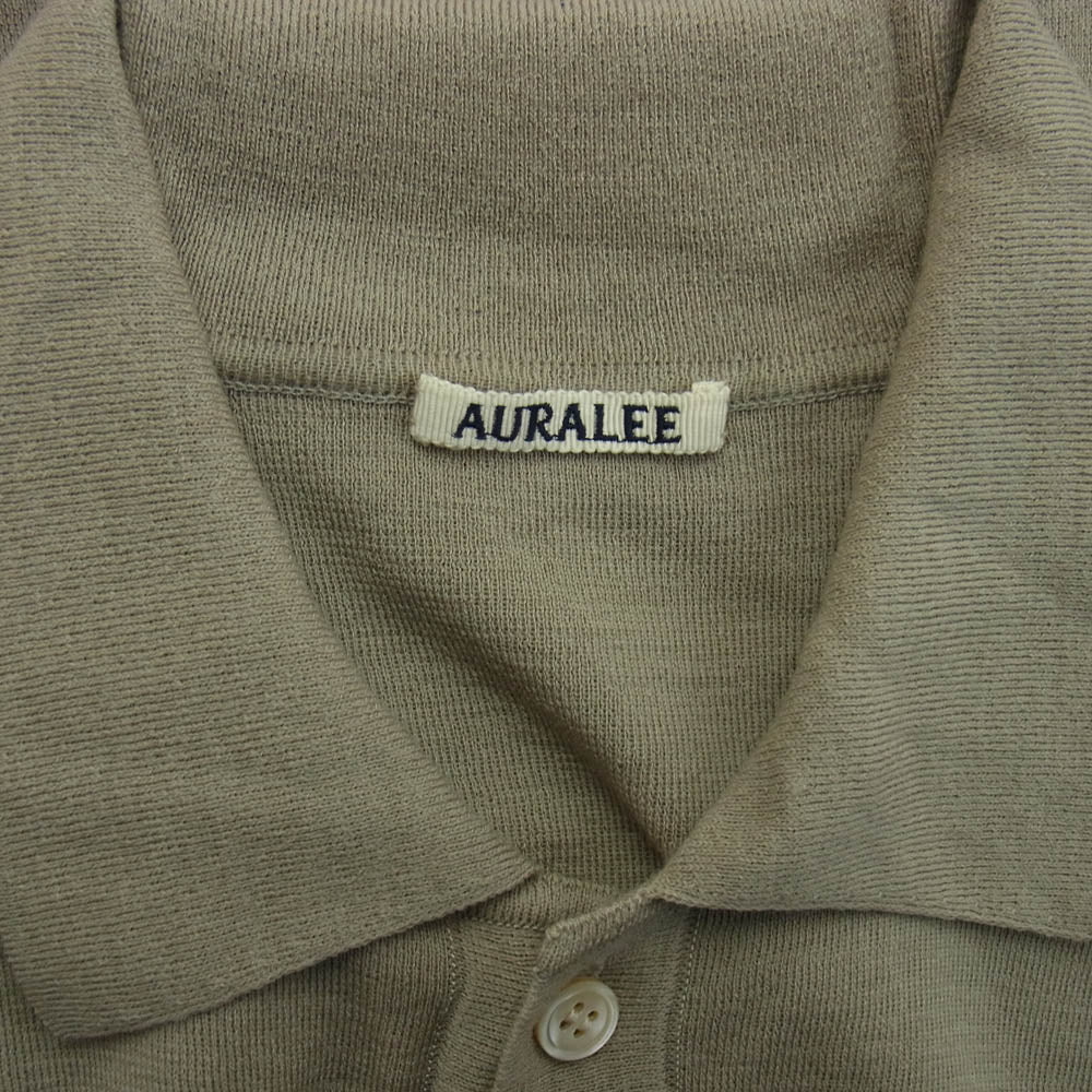 AURALEE オーラリー 19SS A9SP01WW Washable Wool Rib Knit Big Polo ウォッシャブル ウール リブニット ビッグ ポロ シャツ 半袖 ベージュ系 3【中古】
