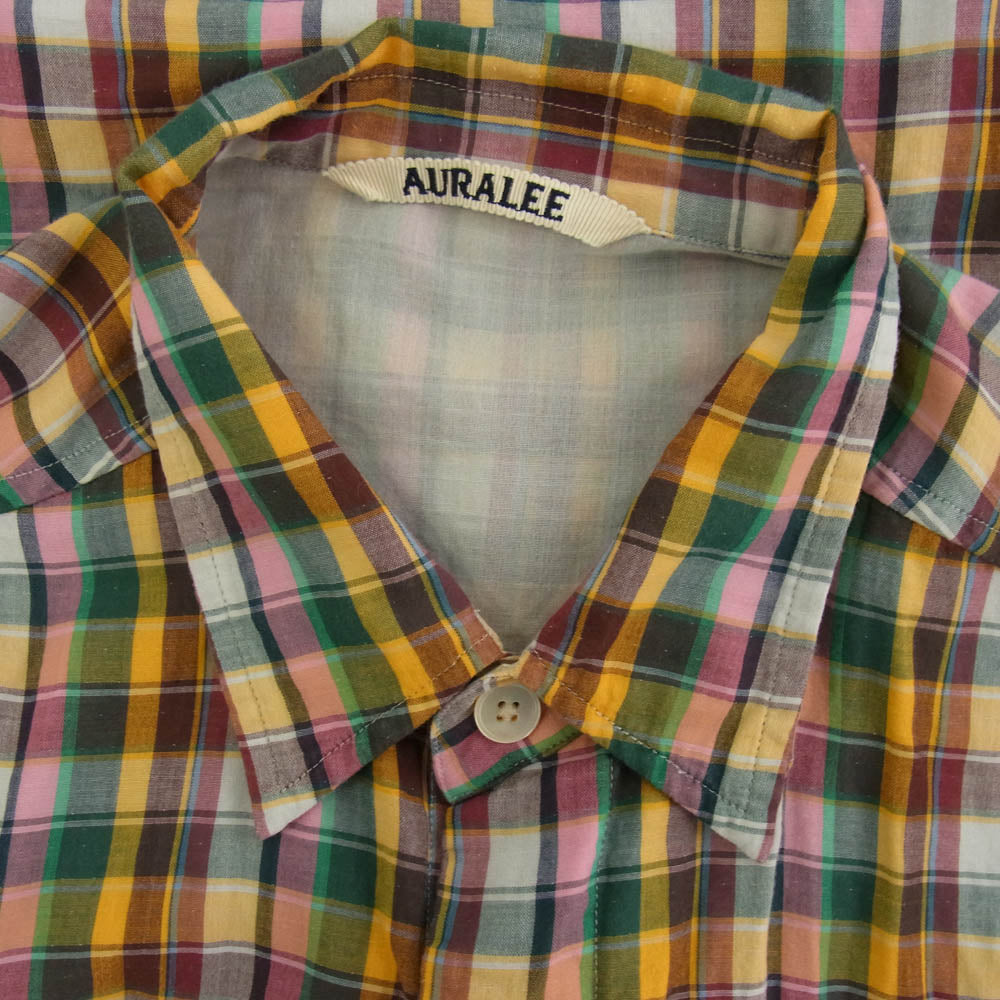 AURALEE オーラリー 22SS A22SS01BYA22SP02BY チェック 半袖 シャツ ショーツ ショート ハーフ パンツ セットアップ マルチカラー系 上：4　下：3【中古】