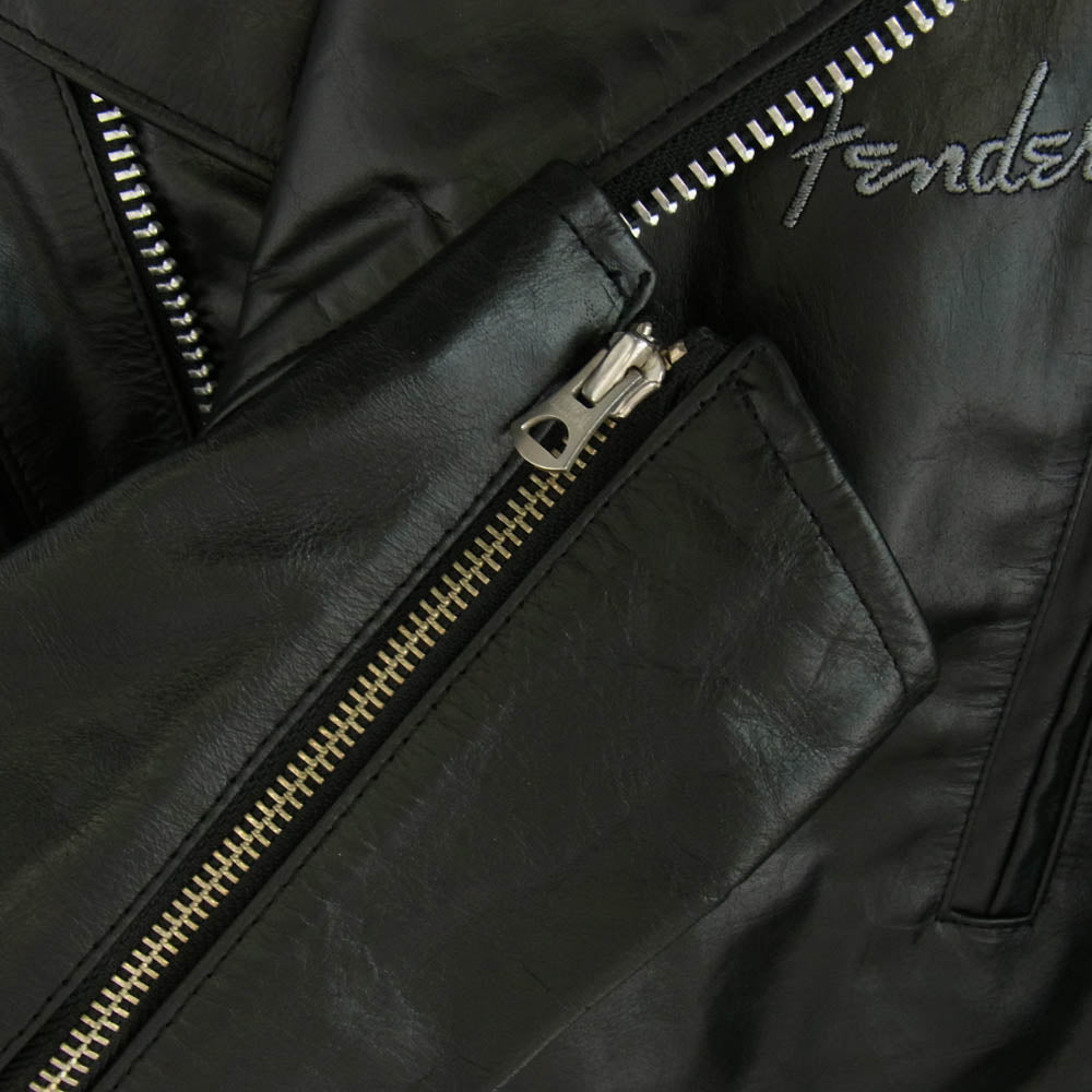 TAKEO KIKUCHI タケオキクチ TK & FENDER フェンダー レザー パデッド ライダース ジャケット ブラック系 表記サイズ無し【中古】