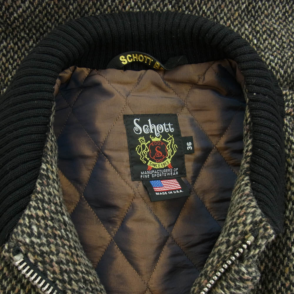 schott ショット 7202 USA製 WOOL PLAID RAMJET JACKET ファラオ ジャケット コート ブラック系 マルチカラー系 36【中古】