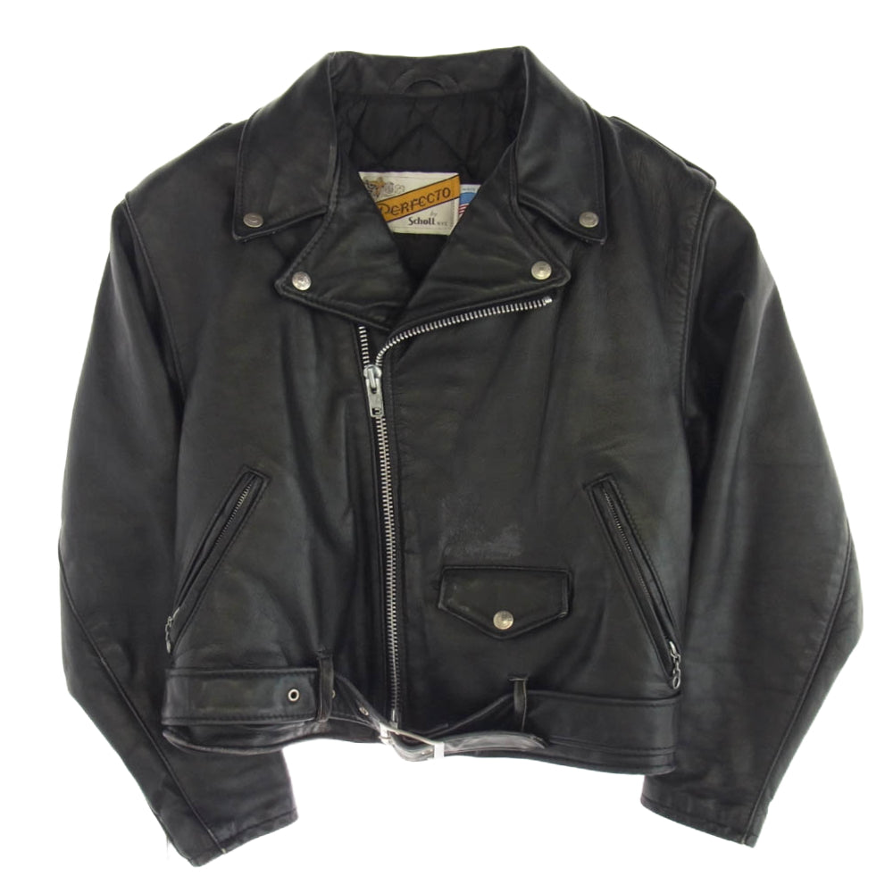 schott ショット 80s 90s バイカータグ後期 108W レディース ダブル ライダース ジャケット ブラック系 10【中古】