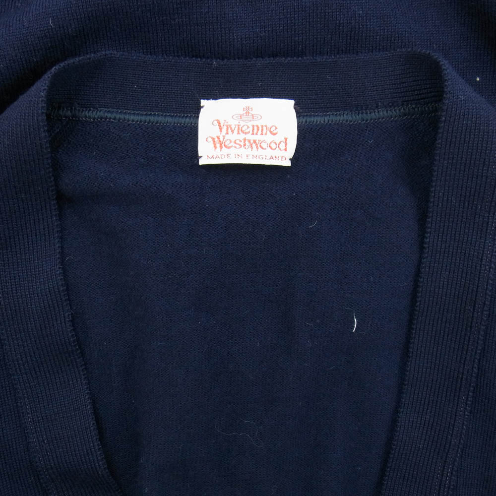 Vivienne Westwood ヴィヴィアンウエストウッド 英国製 オーブ 刺? ウール カーディガン ネイビー系 M【中古】