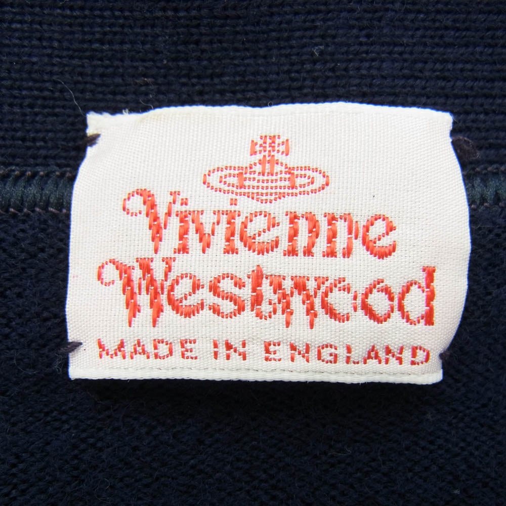 Vivienne Westwood ヴィヴィアンウエストウッド 英国製 オーブ 刺? ウール カーディガン ネイビー系 M【中古】