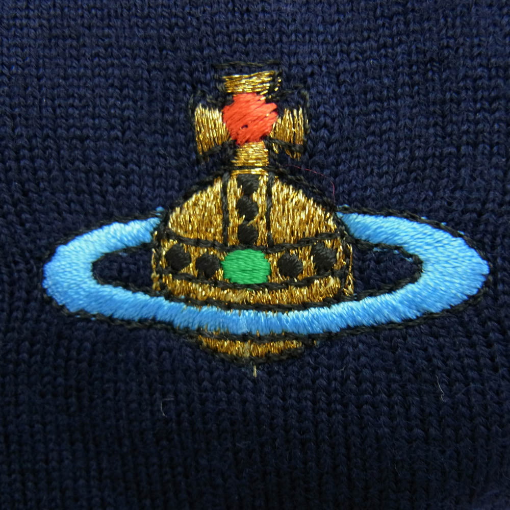 Vivienne Westwood ヴィヴィアンウエストウッド 英国製 オーブ 刺? ウール カーディガン ネイビー系 M【中古】