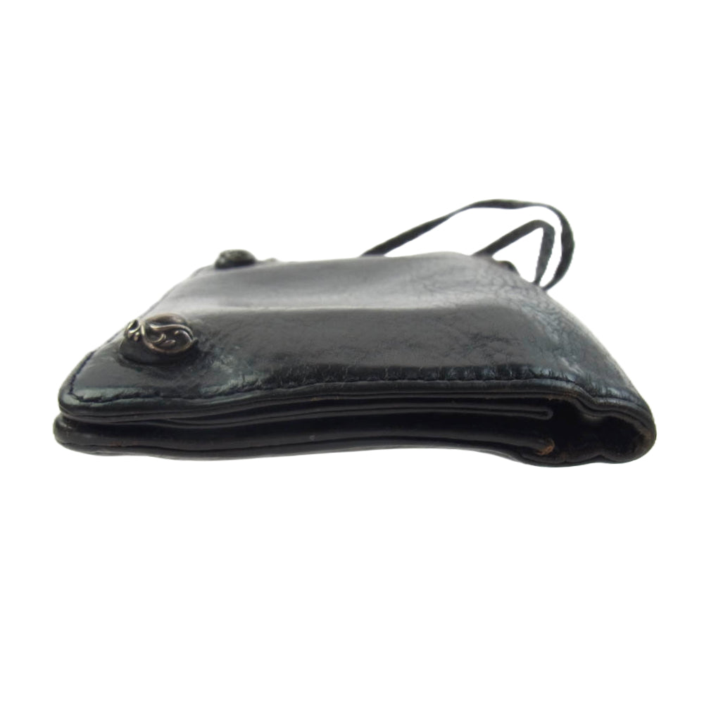 CHROME HEARTS クロムハーツ（原本無） 2ZIP 2ジップ ハートボールボタン レザー ウォレット 財布 ブラック系【中古】