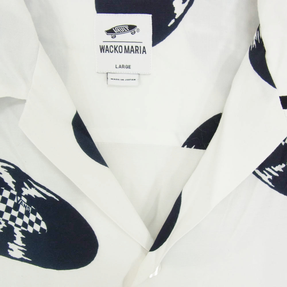 WACKO MARIA ワコマリア VN0A5E6EWHT × VANS VAULT HAWAIIAN SHIRT バンズ ハワイアン アロハ シャツ ホワイト系 L【中古】