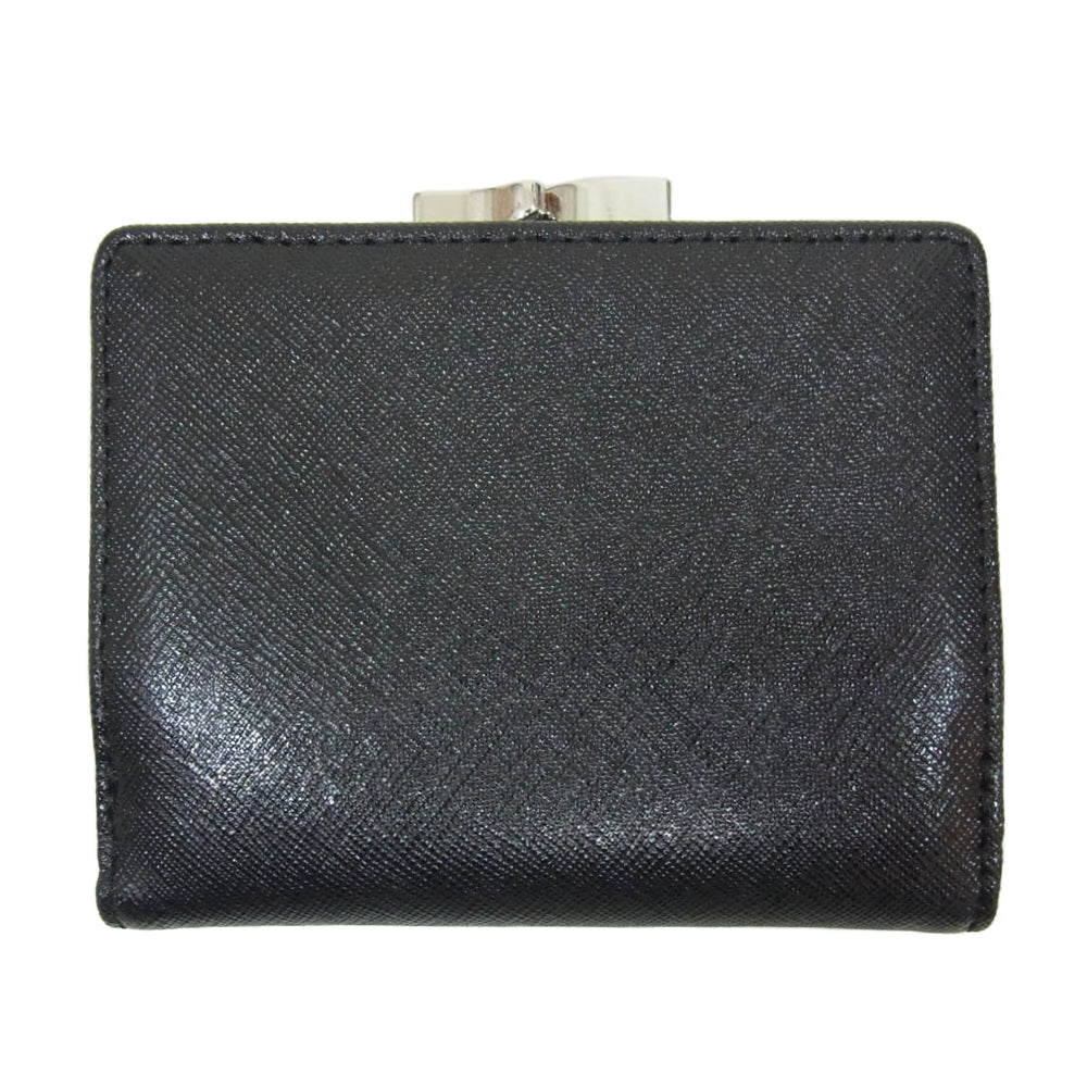 Vivienne Westwood ヴィヴィアンウエストウッド 51010048 42136 ブラック オーブブラック ディアマンテ ハート オーブ レザー 三つ折り財布 ウォレット ブラック系【美品】【中古】