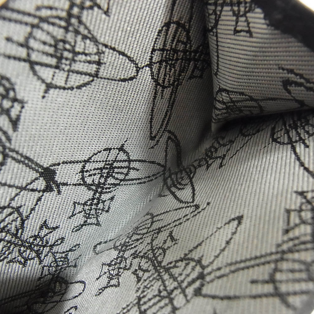 Vivienne Westwood ヴィヴィアンウエストウッド 51010048 42136 ブラック オーブブラック ディアマンテ ハート オーブ レザー 三つ折り財布 ウォレット ブラック系【美品】【中古】