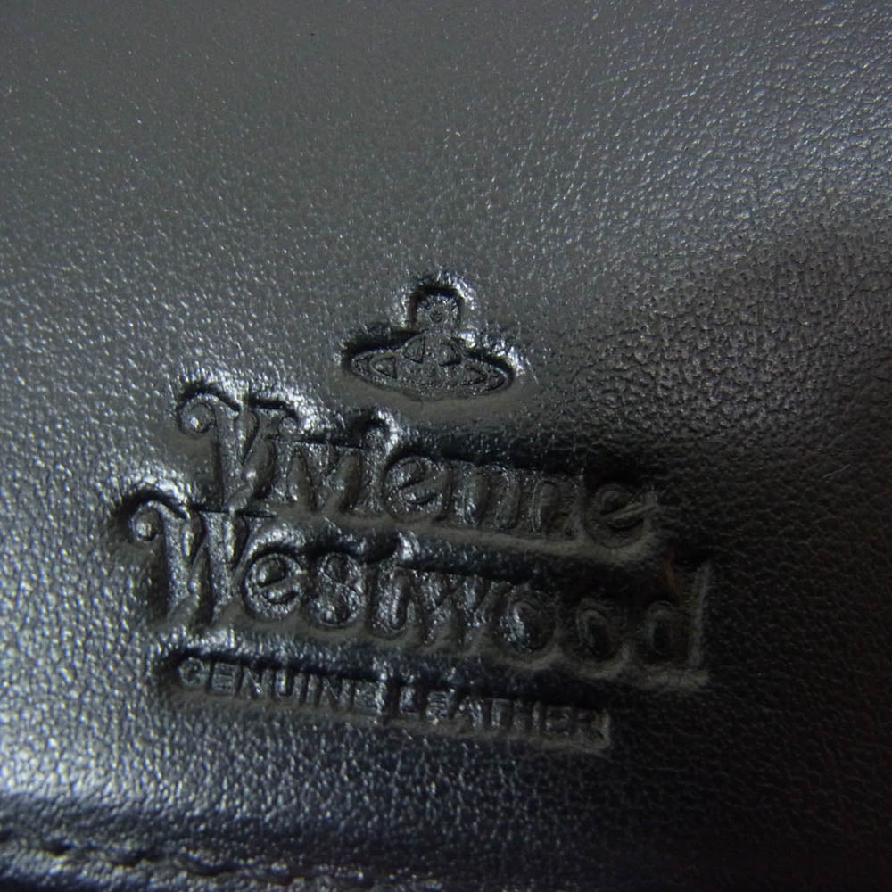 Vivienne Westwood ヴィヴィアンウエストウッド 51010048 42136 ブラック オーブブラック ディアマンテ ハート オーブ レザー 三つ折り財布 ウォレット ブラック系【美品】【中古】