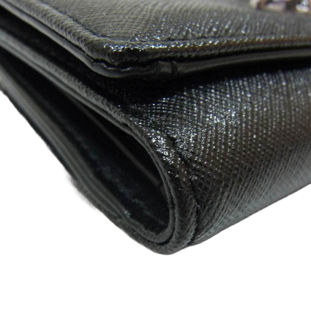 Vivienne Westwood ヴィヴィアンウエストウッド 51010048 42136 ブラック オーブブラック ディアマンテ ハート オーブ レザー 三つ折り財布 ウォレット ブラック系【美品】【中古】