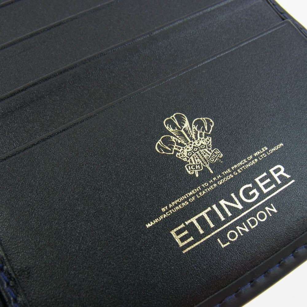 Ettinger エッティンガー 806AJR レザー ロング ウォレット 札入れ 長財布 ブラック パープル ブラック系【美品】【中古】