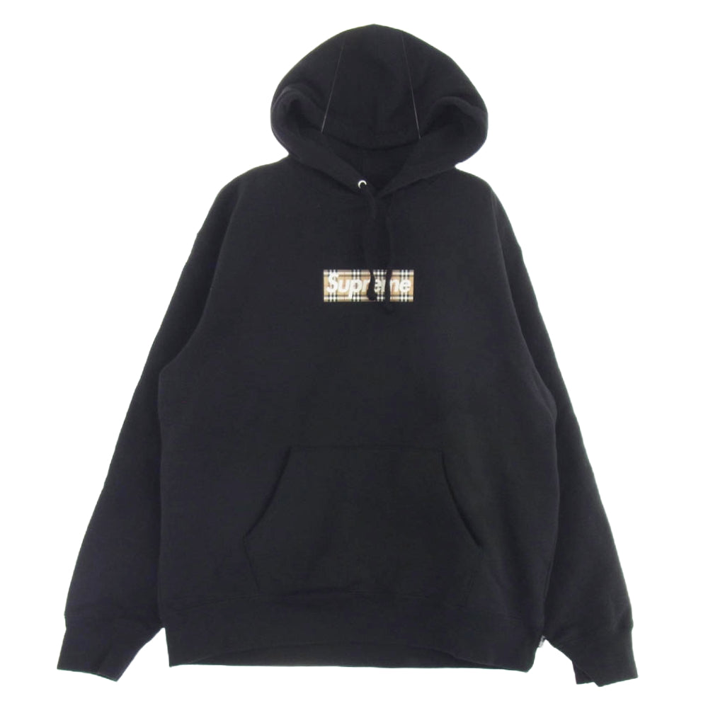 Supreme シュプリーム 22SS Burberry Box Logo Hooded Sweatshirt Black バーバリー ボックス ロゴ フーディー パーカー スウェットシャツ ブラック ブラック系 M【中古】