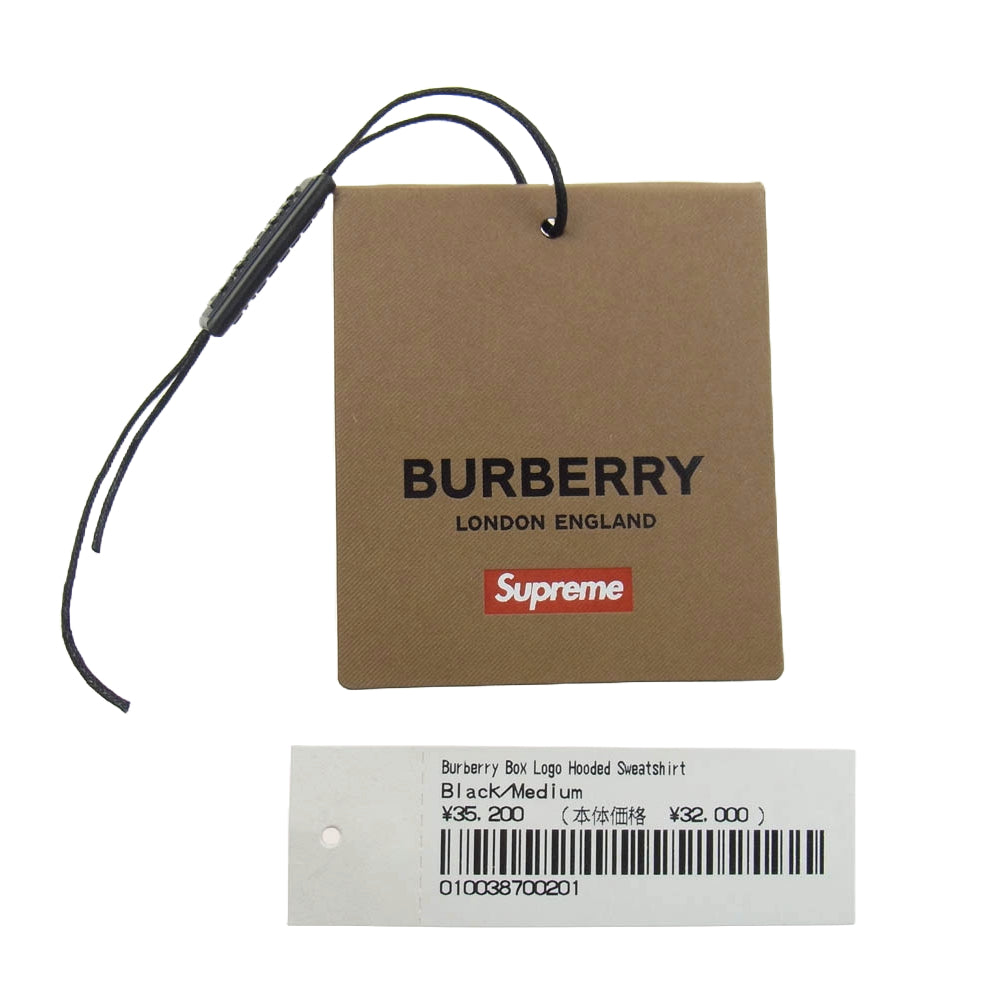 Supreme シュプリーム 22SS Burberry Box Logo Hooded Sweatshirt Black バーバリー ボックス ロゴ フーディー パーカー スウェットシャツ ブラック ブラック系 M【中古】