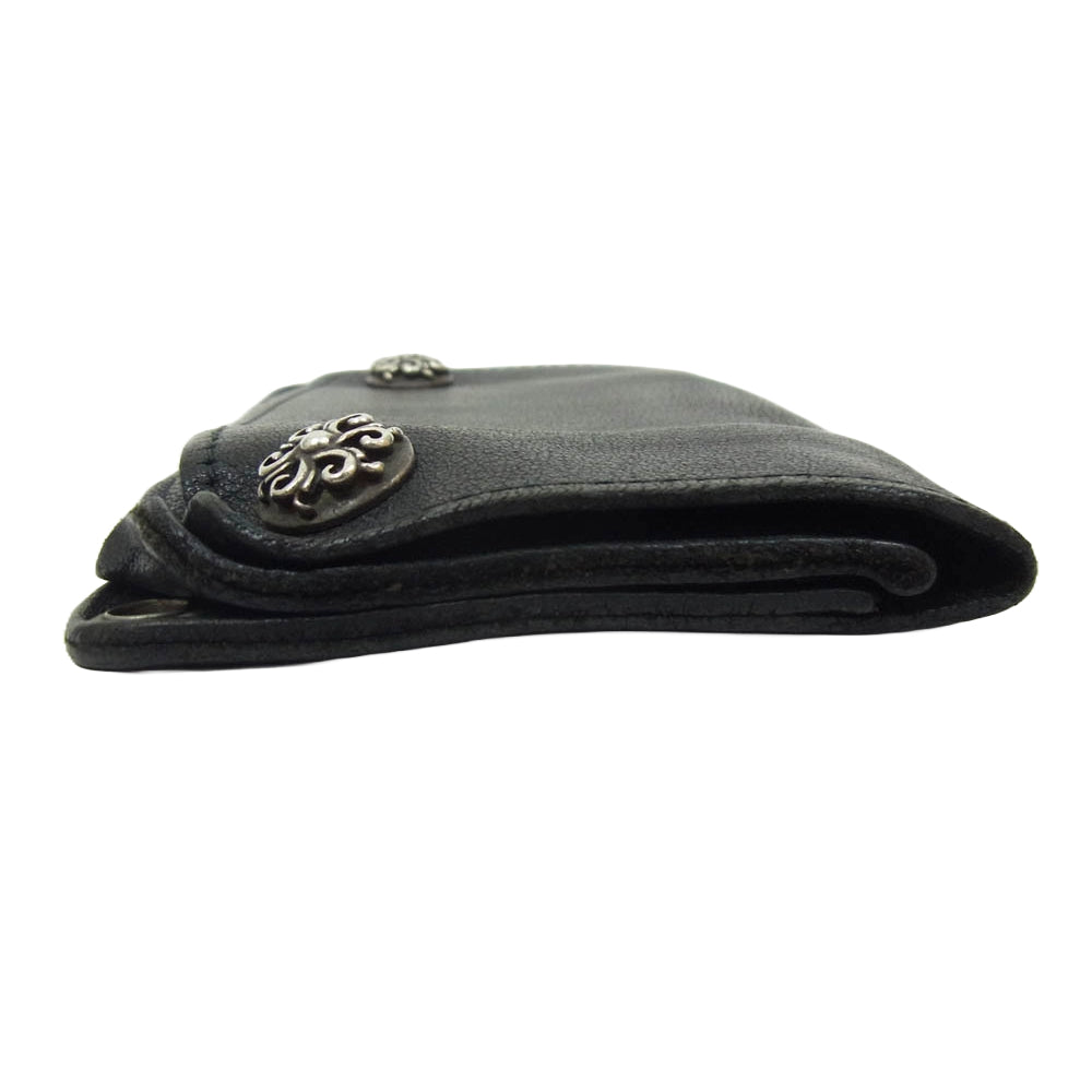 ARGENT GLEAM アージェントグリーム シルバーコンチョスナップボタン レザー トラッカー ショートウォレット ブラック系【中古】