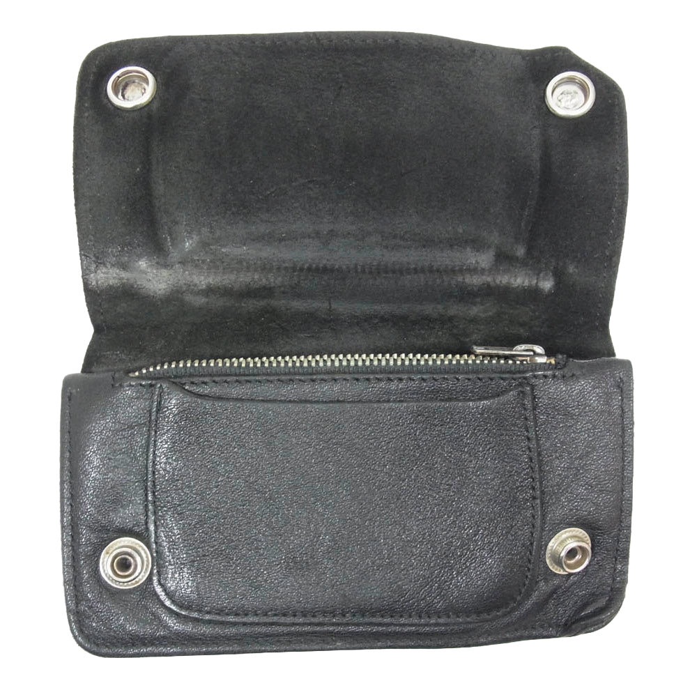 ARGENT GLEAM アージェントグリーム シルバーコンチョスナップボタン レザー トラッカー ショートウォレット ブラック系【中古】