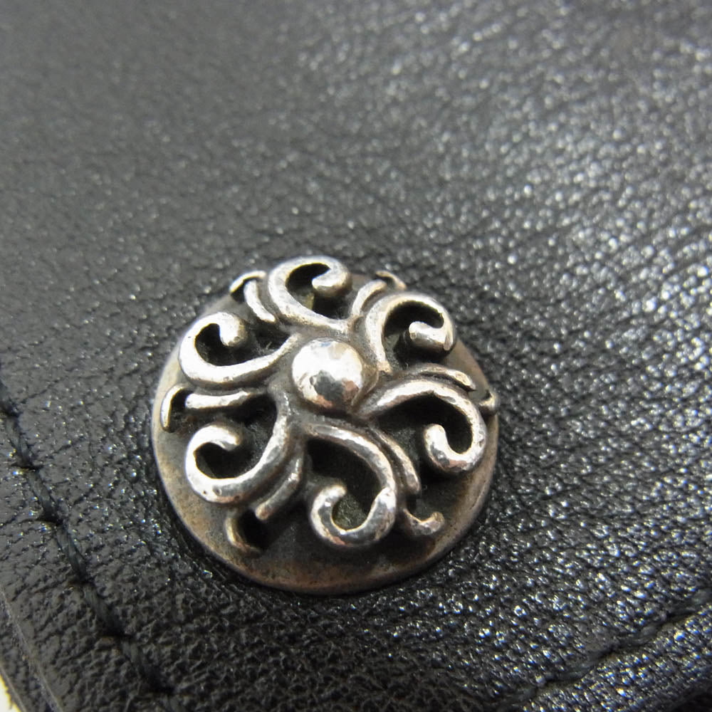 ARGENT GLEAM アージェントグリーム シルバーコンチョスナップボタン レザー トラッカー ショートウォレット ブラック系【中古】