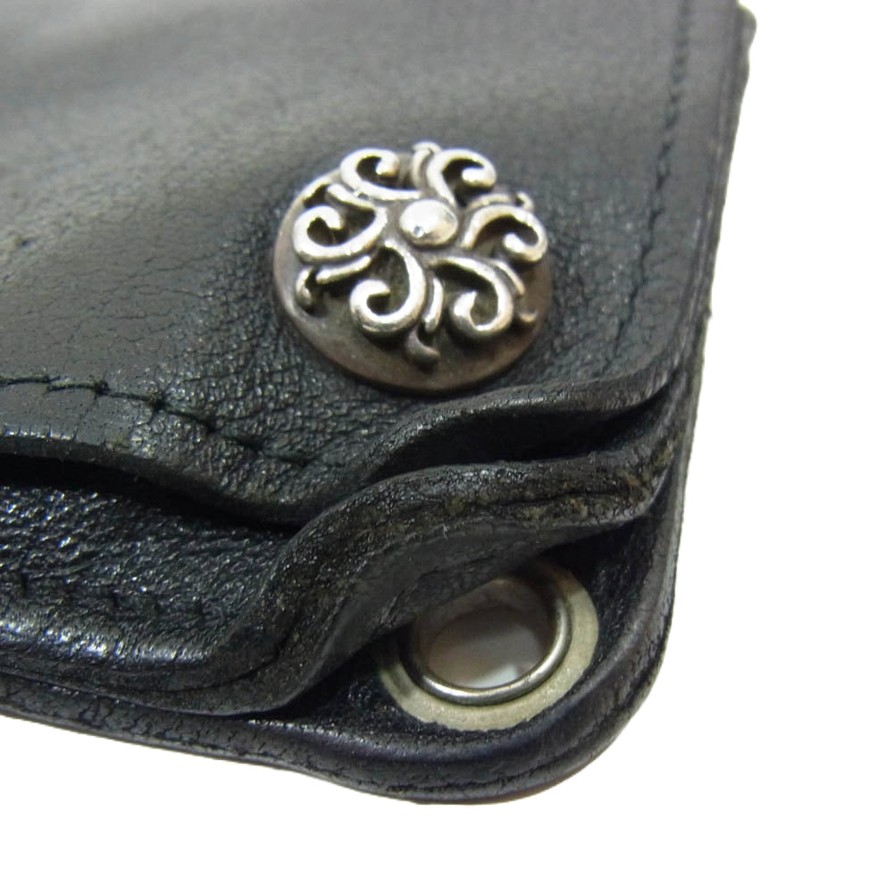 ARGENT GLEAM アージェントグリーム シルバーコンチョスナップボタン レザー トラッカー ショートウォレット ブラック系【中古】