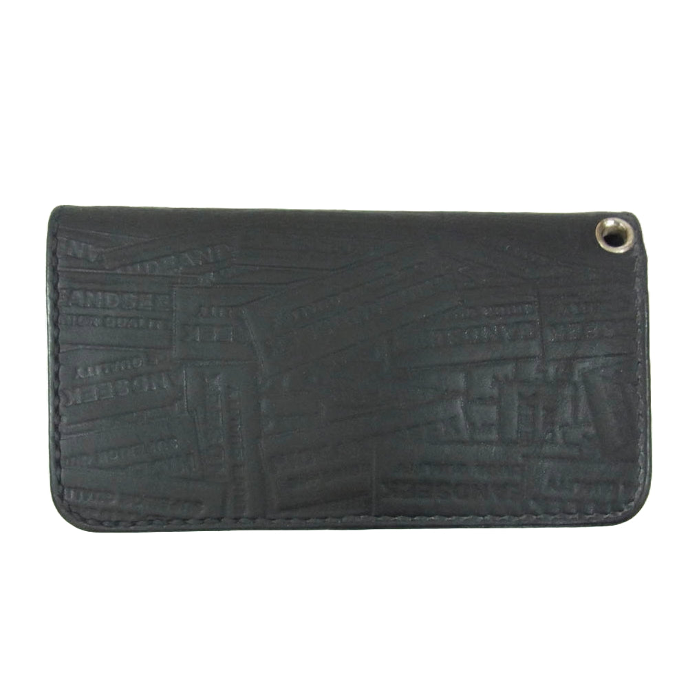 HideandSeek ハイドアンドシーク ロゴ型押し レザー トラッカー ウォレット 財布 ブラック系【中古】
