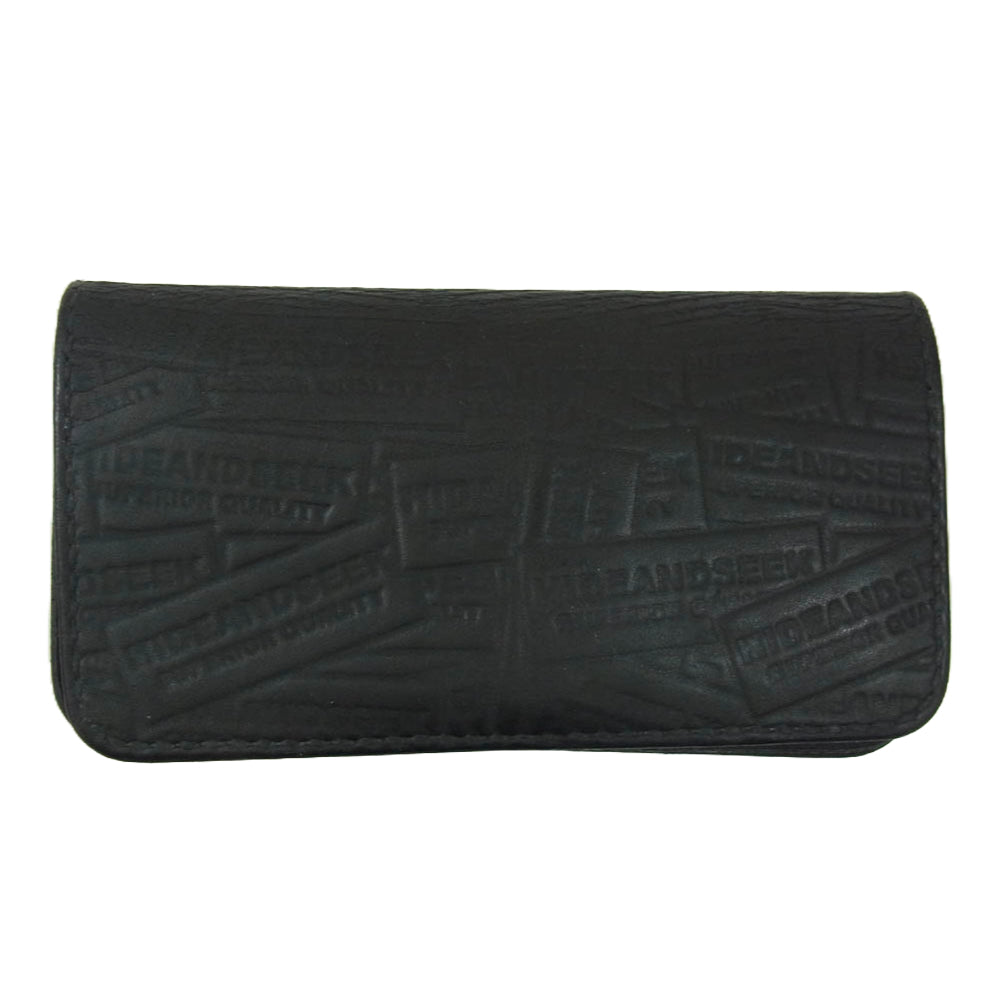 HideandSeek ハイドアンドシーク ロゴ型押し レザー トラッカー ウォレット 財布 ブラック系【中古】