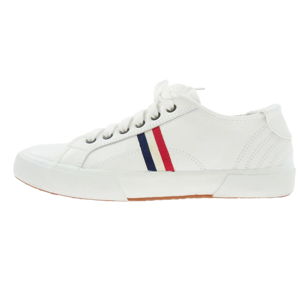 BLACK FLEECE ブラックフリースブルックスブラザーズ Brooks Brothers ブルックスブラザーズ × THOM BROWNE トム ブラウン トリコロールライン レザー ローカット スニーカー ホワイト系 8【中古】