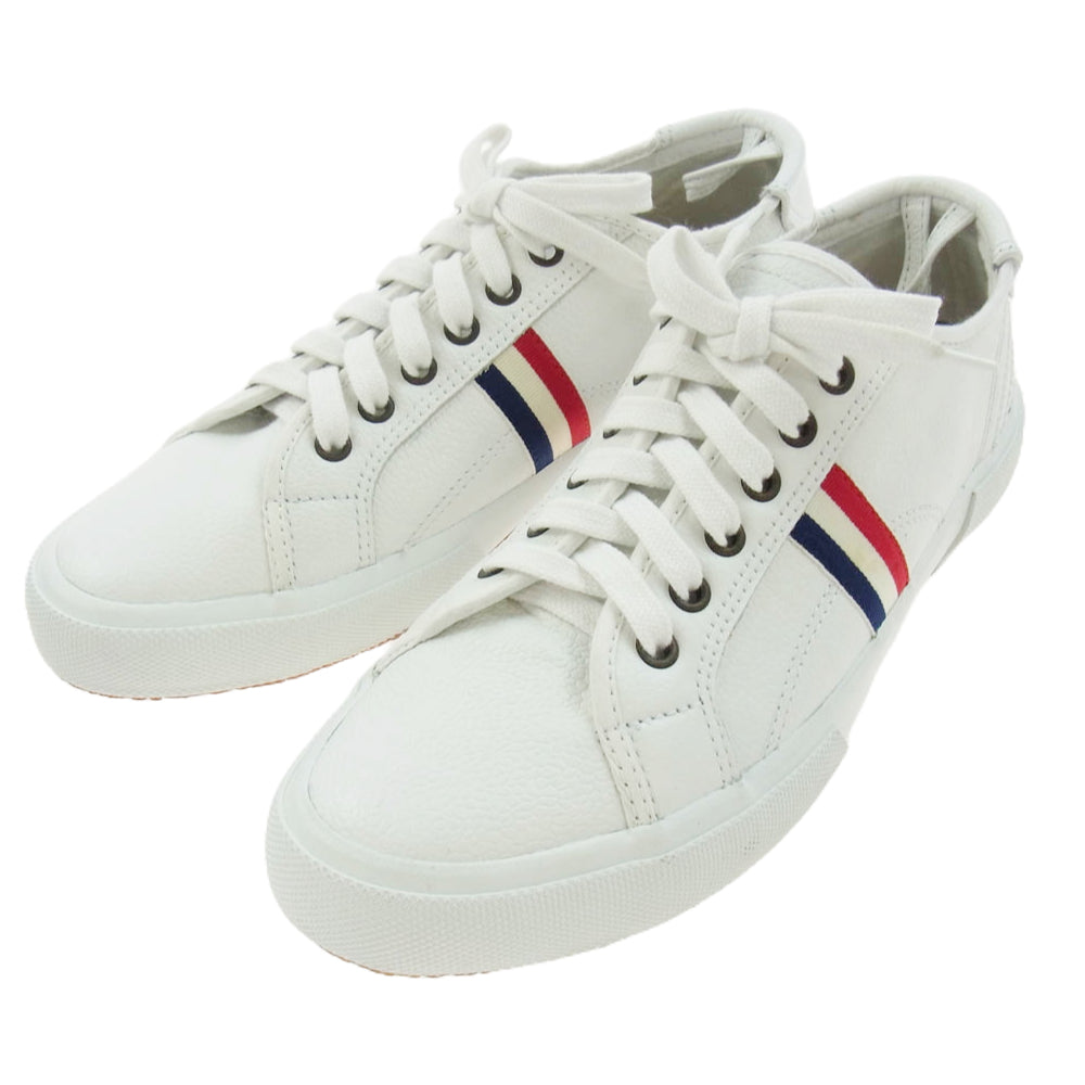 BLACK FLEECE ブラックフリースブルックスブラザーズ Brooks Brothers ブルックスブラザーズ × THOM BROWNE トム ブラウン トリコロールライン レザー ローカット スニーカー ホワイト系 8【中古】