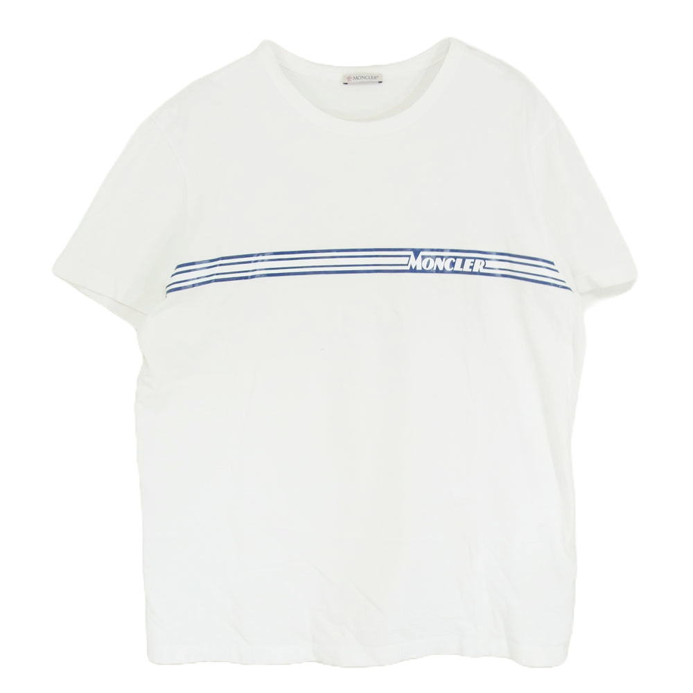 MONCLER モンクレール F10918C70710 8390T MAGLIA Open Box Mens Graphic Stripes Tshirt White グラフィック ストライプ Ｔシャツ ホワイト系 XL【中古】