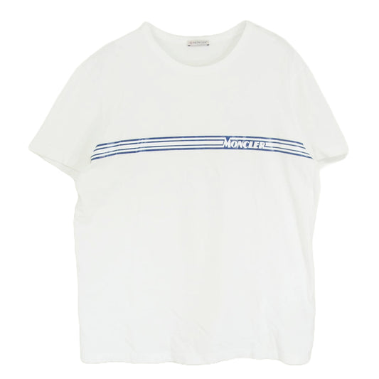 MONCLER モンクレール F10918C70710 8390T MAGLIA Open Box Mens Graphic Stripes Tshirt White グラフィック ストライプ Ｔシャツ ホワイト系 XL【中古】