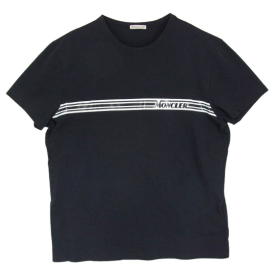 MONCLER モンクレール F10918C70710 8390T MAGLIA Open Box Mens Graphic Stripes Tshirt グラフィック ストライプ Ｔシャツ ブラック系 XL【中古】