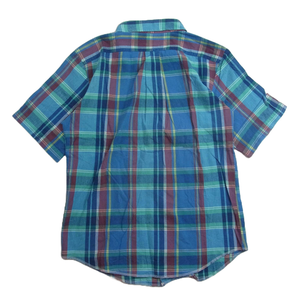 RALPH LAUREN ラルフローレン BLAKE ボタンダウン チェック 半袖 シャツ グリーン系 XL【中古】