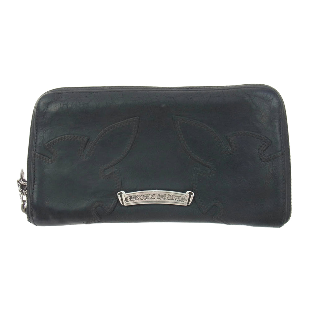 CHROME HEARTS クロムハーツ（原本無） REC F ZIP ダブル フレアニー ラウンドジップ レザー ロングウォレット 長財布 ブラック系【中古】