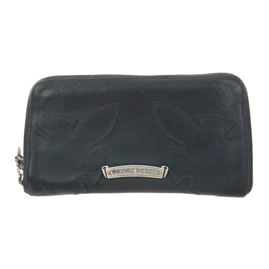 CHROME HEARTS クロムハーツ（原本無） REC F ZIP ダブル フレアニー ラウンドジップ レザー ロングウォレット 長財布 ブラック系【中古】