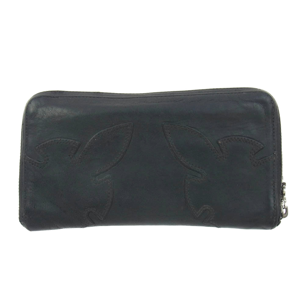CHROME HEARTS クロムハーツ（原本無） REC F ZIP ダブル フレアニー ラウンドジップ レザー ロングウォレット 長財布 ブラック系【中古】