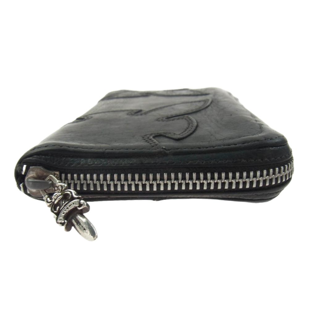 CHROME HEARTS クロムハーツ（原本無） REC F ZIP ダブル フレアニー ラウンドジップ レザー ロングウォレット 長財布 ブラック系【中古】