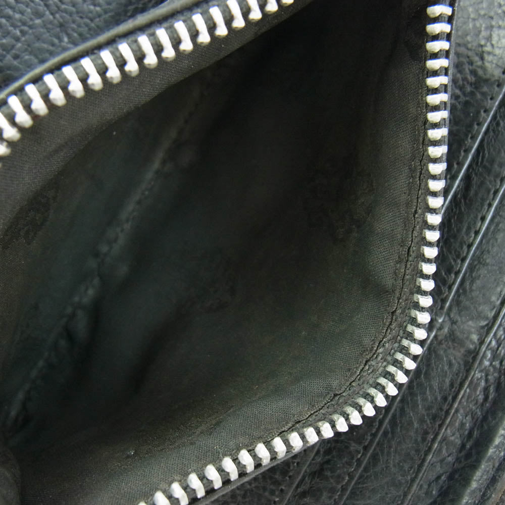 CHROME HEARTS クロムハーツ（原本無） REC F ZIP ダブル フレアニー ラウンドジップ レザー ロングウォレット 長財布 ブラック系【中古】