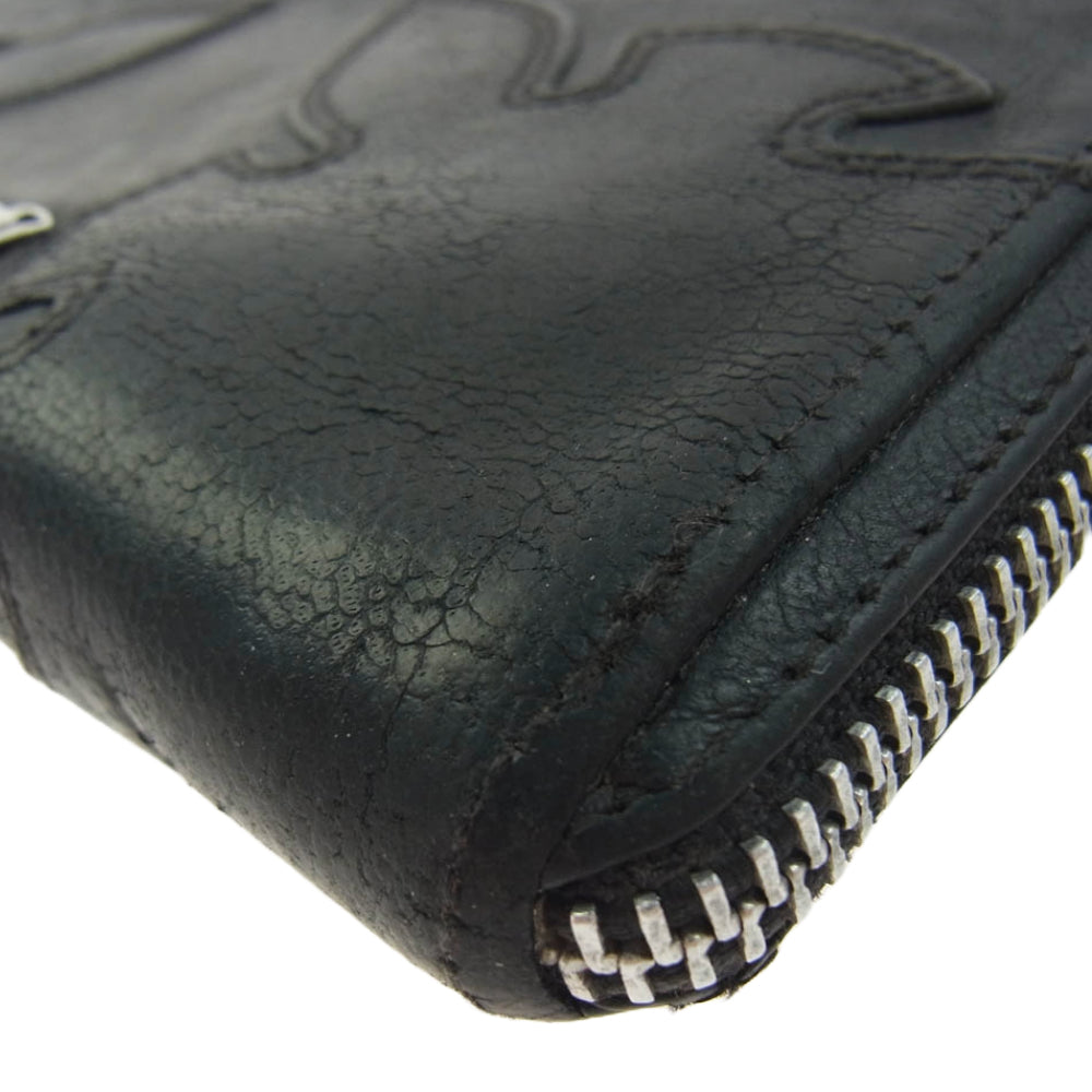 CHROME HEARTS クロムハーツ（原本無） REC F ZIP ダブル フレアニー ラウンドジップ レザー ロングウォレット 長財布 ブラック系【中古】