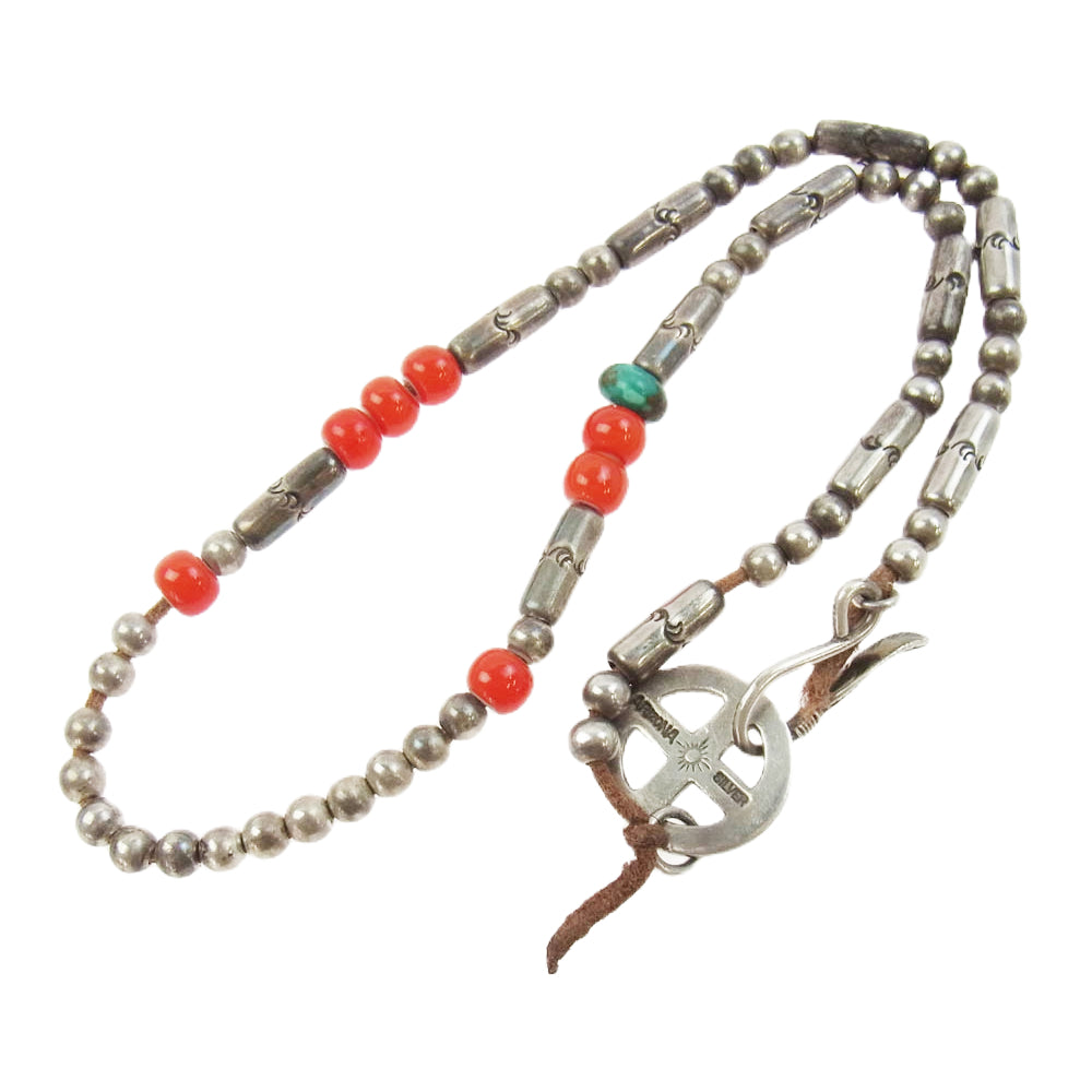 ARIZONA FREEDOM アリゾナフリーダム シルバー プレーン ホイール フェザー フック パイプビーズ ビーズ 革ひも レザー ネックレス シルバー系【中古】