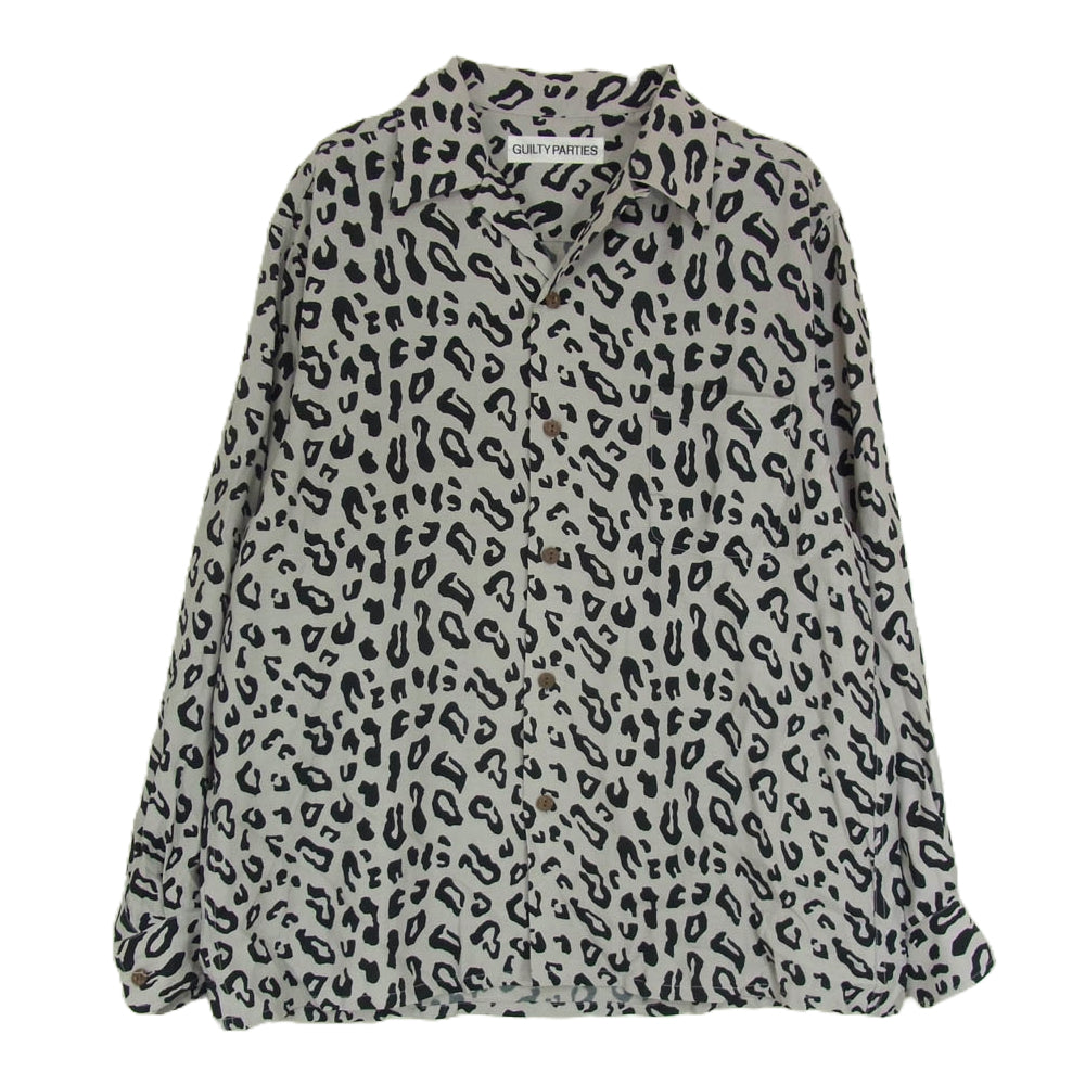 WACKO MARIA ワコマリア 24AW LEOPARD HAWAIIAN SHIRT L/S レオパード 総柄 ハワイアン アロハ シャツ 長袖 グレー系 M【中古】