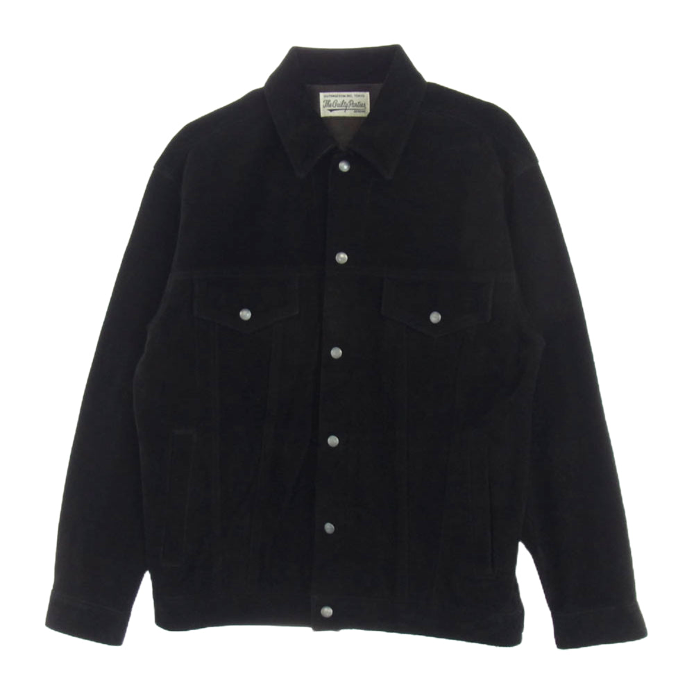 WACKO MARIA ワコマリア SUEDE LEATHER TRUCKER JACKET スエード レザー トラッカー ジャケット ブラック系 M【中古】