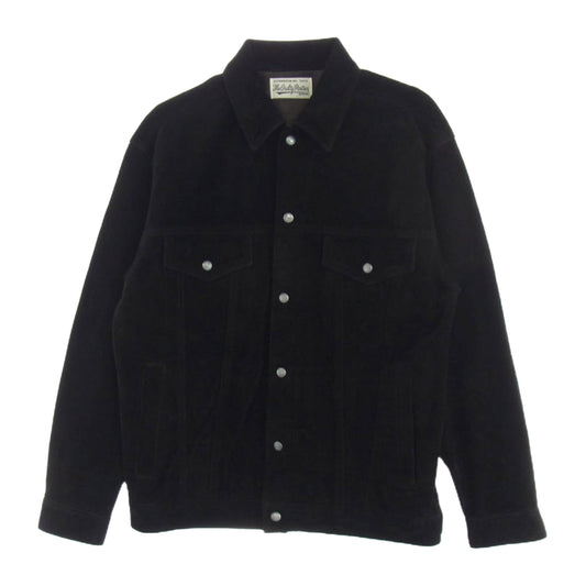 WACKO MARIA ワコマリア SUEDE LEATHER TRUCKER JACKET スエード レザー トラッカー ジャケット ブラック系 M【中古】