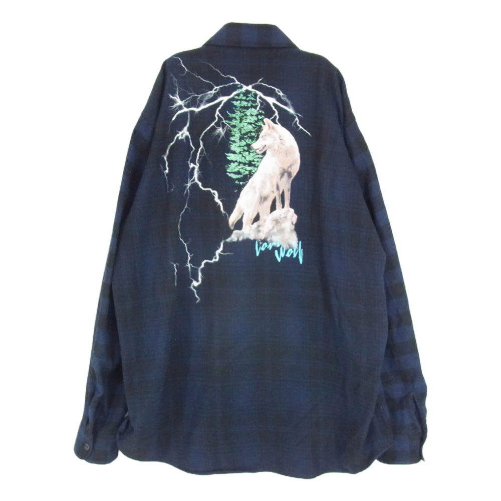 マルセロ バーロン GMGA037E18841D52 CHECK LS SHIRT チェック柄 長袖 シャツ ネイビー系 XL【中古】