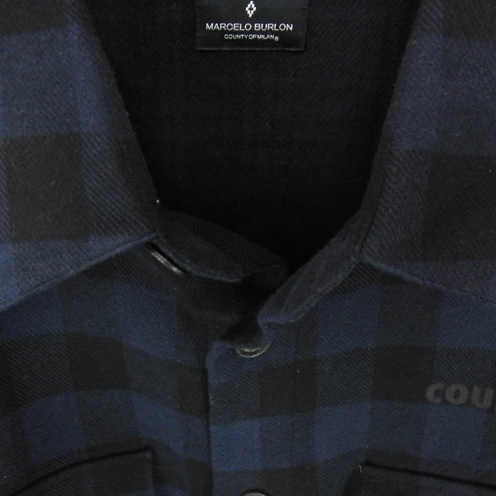 マルセロ バーロン GMGA037E18841D52 CHECK LS SHIRT チェック柄 長袖 シャツ ネイビー系 XL【中古】
