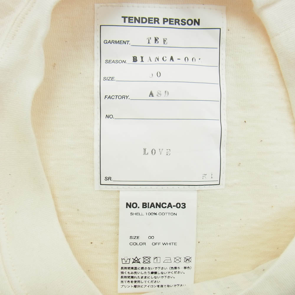 テンダーパーソン BIANCA-003 BIANCA T-SHIRTS Ｔシャツ オフホワイト系 00【新古品】【未使用】【中古】