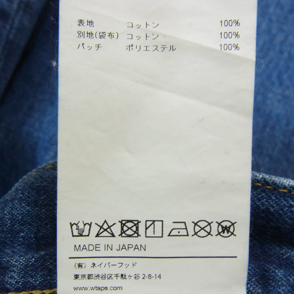 WTAPS ダブルタップス 242WVDT-PTM02 BLUES STRAIGHT TROUSERS  COTTON. DENIM ストーンバイオブリーチ加工 デニム パンツ ジーンズ インディゴブルー系 X04【中古】