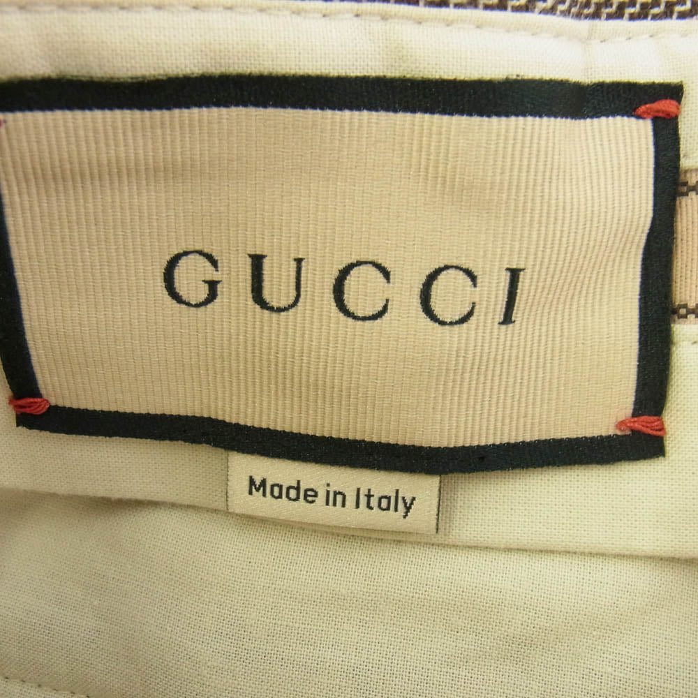 GUCCI グッチ 680704 ZAHLM Gチェック柄 ウール パンツ ブラウン系 48 ブラウン系 48【中古】